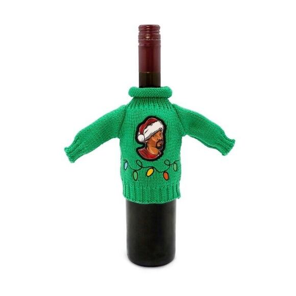 Snoop Dogg Wine Bottle Sweater Fits Snoop On The Stoop Face Green Elf Shelf Gift - Picture 2 of 5